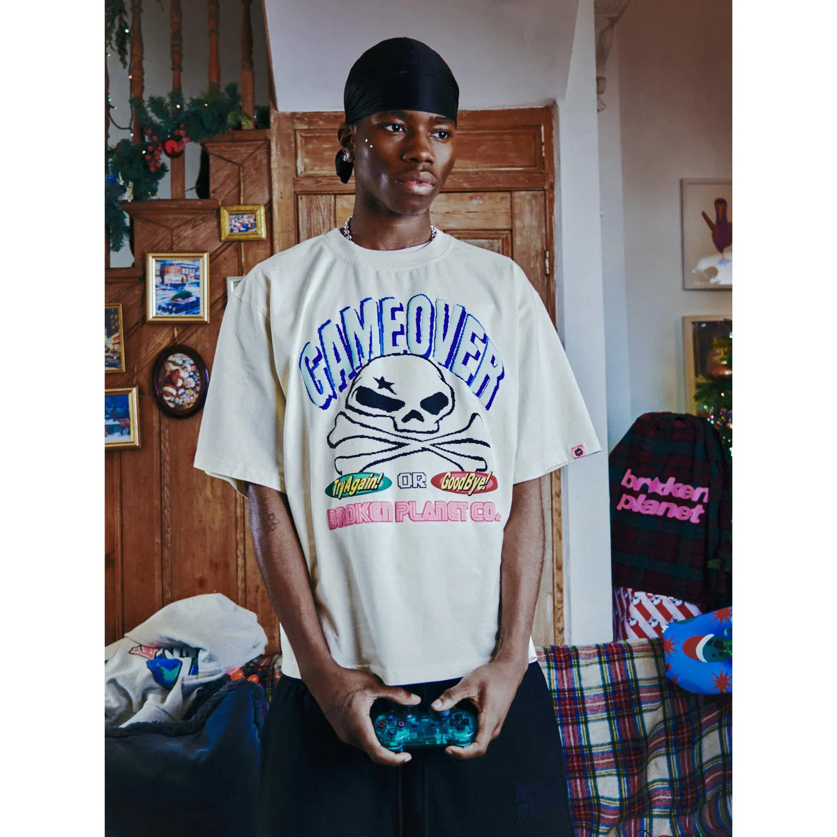 Broken Planet Game Over Tee Vanilla White
