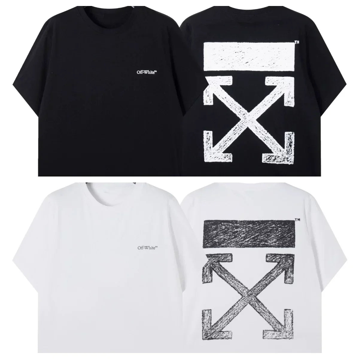 Off-White Cracked Texture Arrow Logo T-Shirt