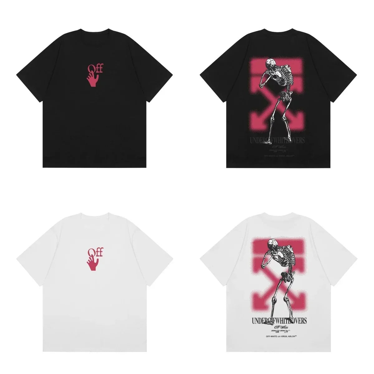 Off-White Pink Skeleton Arrow Cross Print Short Sleeve T-Shirt