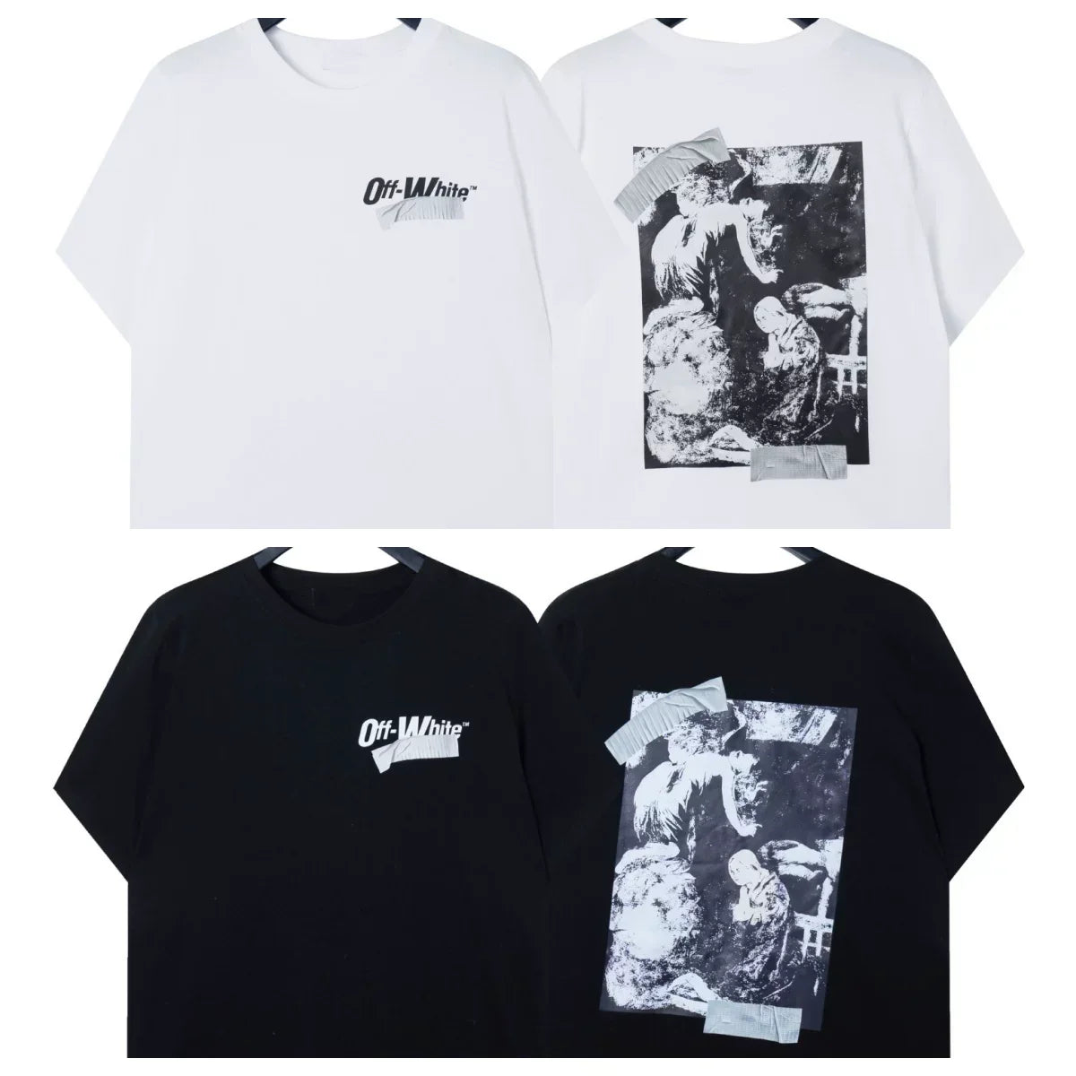 Off-White Vintage Portrait Art Graphic Short Sleeve T-Shirt