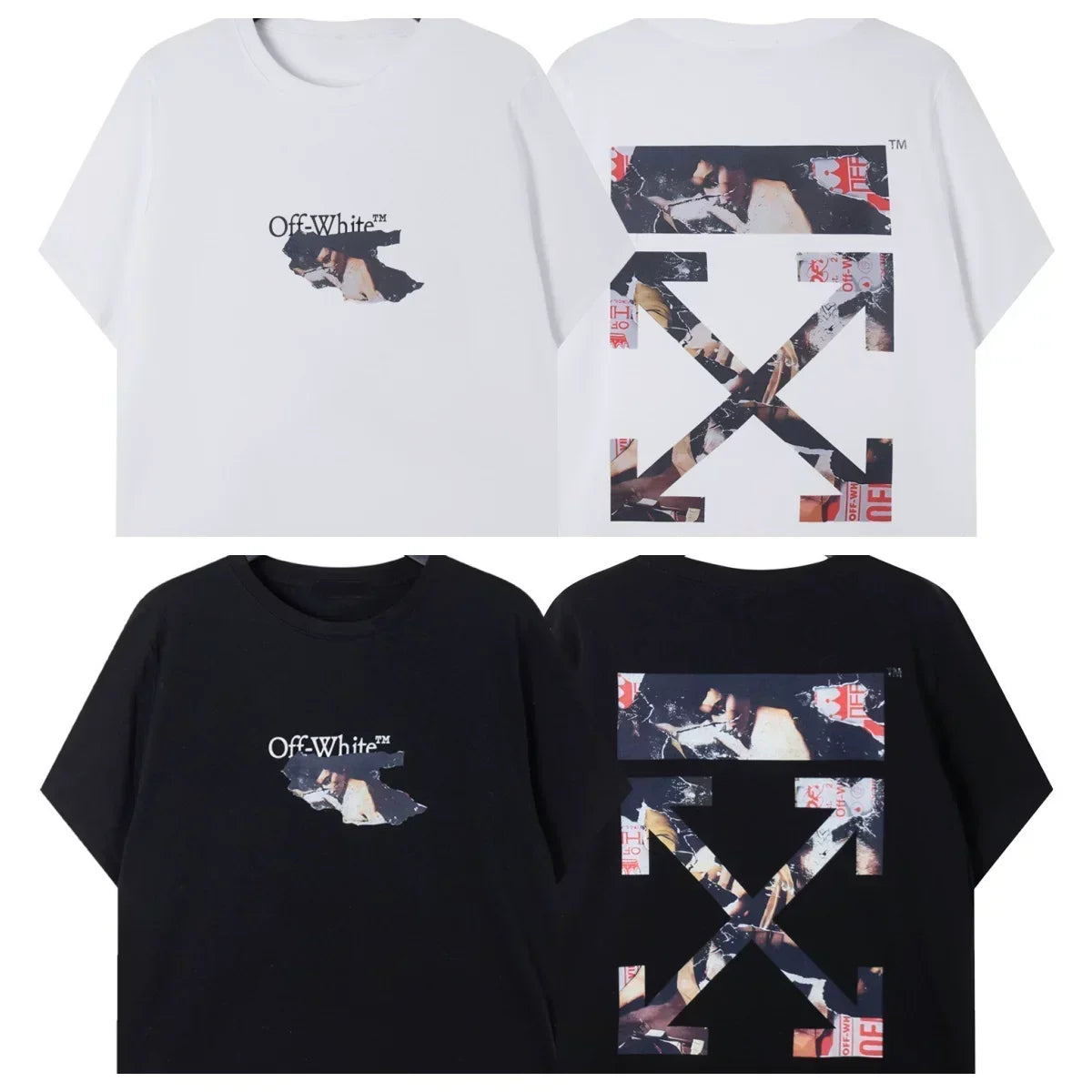 Off-White Collage Poster Arrow Cross Print Short Sleeve T-Shirt