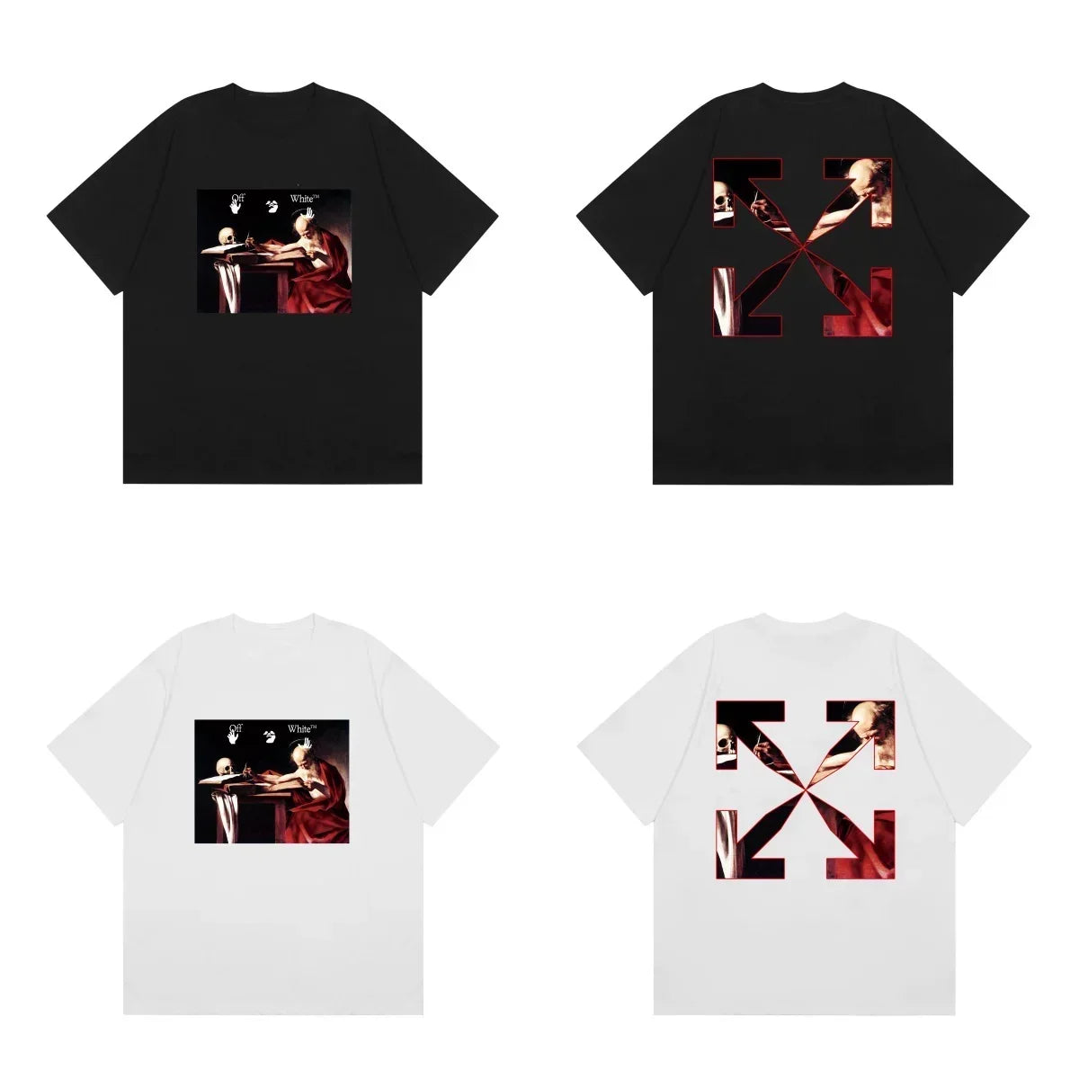 Off-White Red Tone Photo Arrow Cross Print Short Sleeve T-Shirt