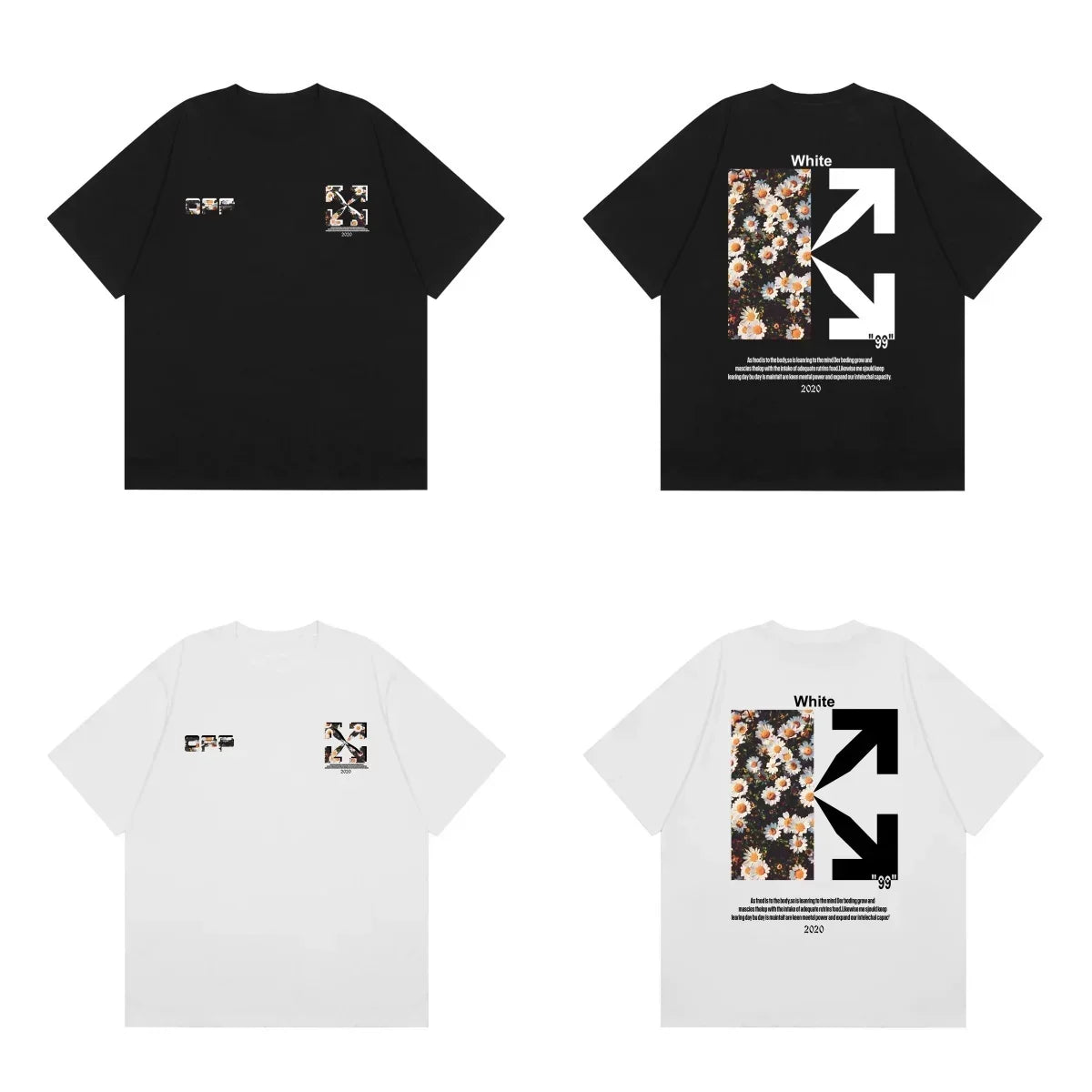 Off-White Floral Daisy Arrow Cross Print Short Sleeve T-Shirt