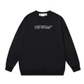 Off-White Black Pixel Typography Logo Crewneck Sweatshirt