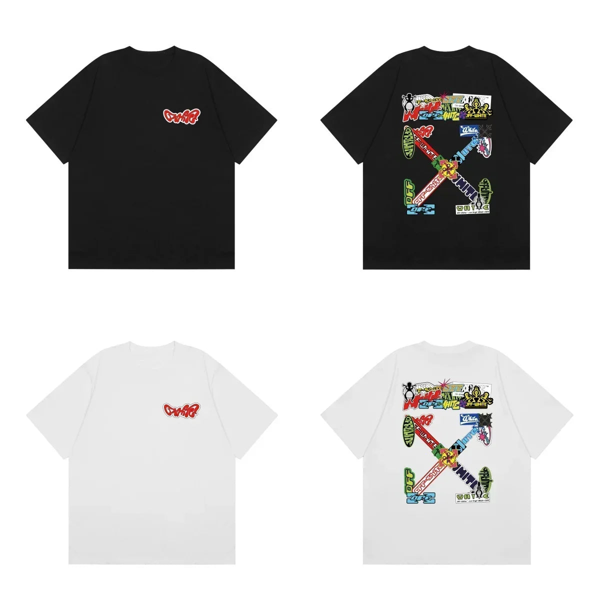 Off-White Graffiti Multicolor Arrow Cross Print Short Sleeve T-Shirt