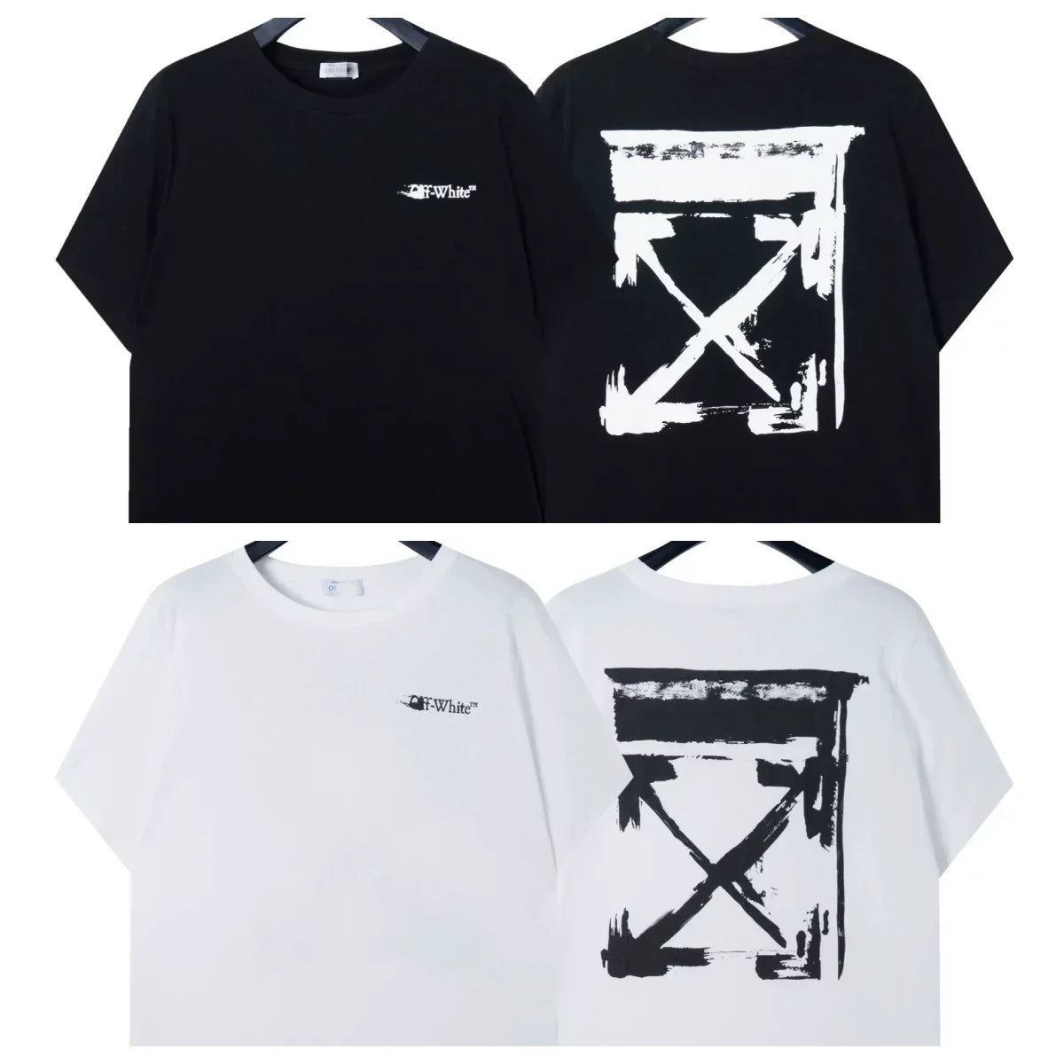 Off-White Brushstroke Arrow Cross Print Short Sleeve T-Shirt