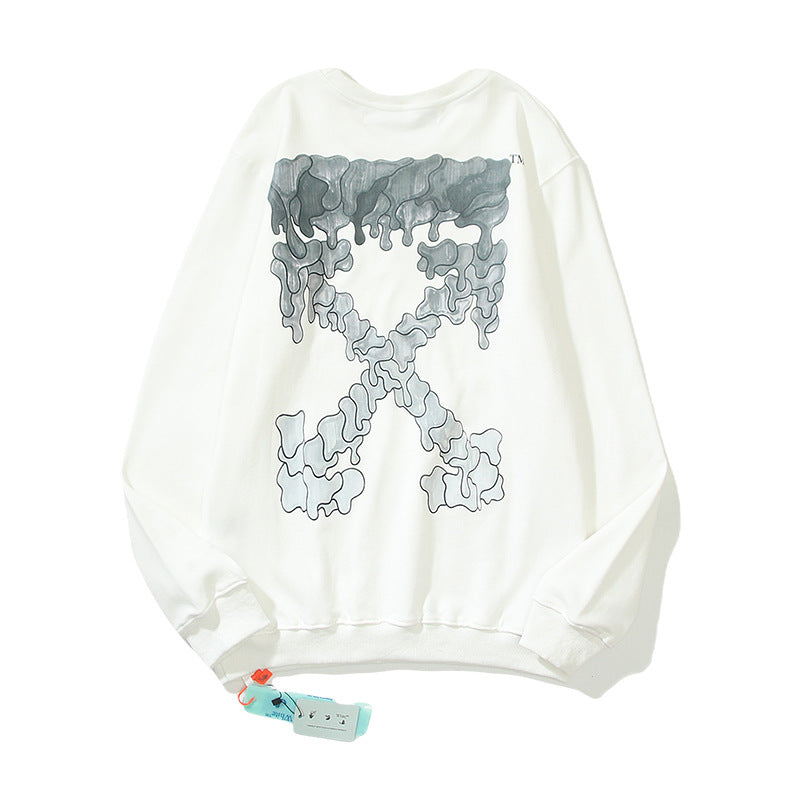 Off-White White Grey Drip Cloud Arrow Crewneck Sweatshirt